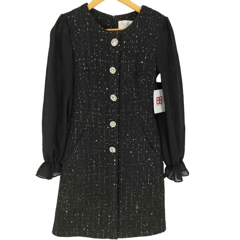 marant 韓国製 ツイード プリーツ 切替 ワンピース レディース import:S