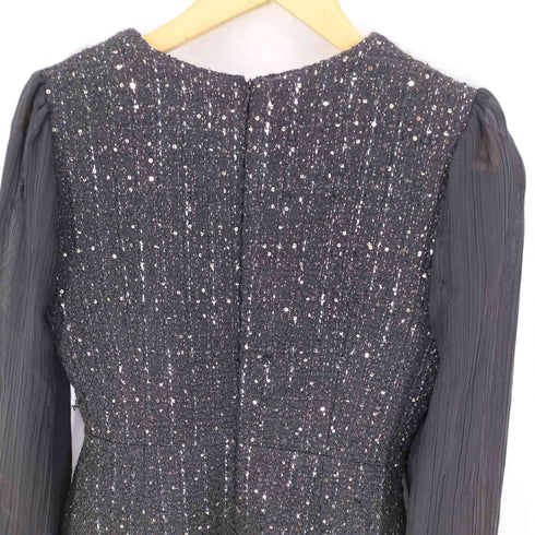 marant 韓国製 ツイード プリーツ 切替 ワンピース レディース import:S