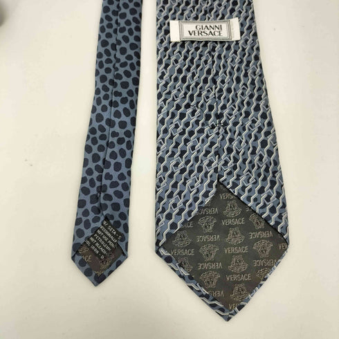 ジャンニヴェルサーチ GIANNI VERSACE サテン 切替デザイン総柄シルクネクタイ メンズ
