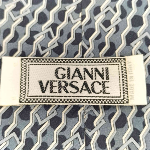 ジャンニヴェルサーチ GIANNI VERSACE サテン 切替デザイン総柄シルクネクタイ メンズ