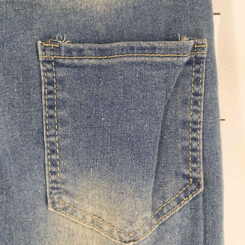 チェック柄切替 フレアデニムパンツ レディース