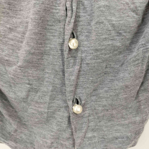 タオコムデギャルソン tao COMME des GARCONS 丸襟 パール装飾 レーヨンシルクサイドシャーリングラウンドカラー長袖シャツ ガン レディース JPN:S
