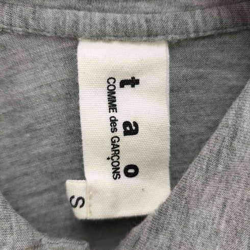 タオコムデギャルソン tao COMME des GARCONS 丸襟 パール装飾 レーヨンシルクサイドシャーリングラウンドカラー長袖シャツ ガン レディース JPN:S
