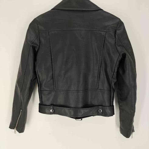 ジップアップ フェイクレザー ジャケット レディース import:M