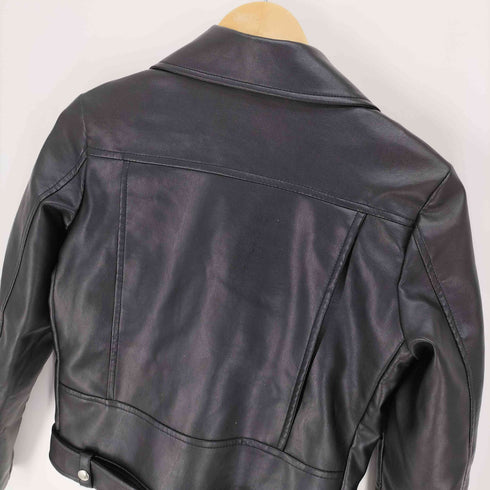 ジップアップ フェイクレザー ジャケット レディース import:M