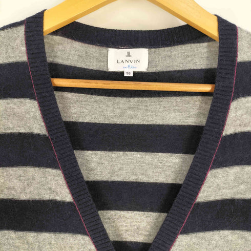 ランバンオンブルー LANVIN en Bleu リボンデザイン ボーダー カーディガン レディース JPN:38