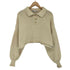 ザラ ZARA クロップド丈ニットポロシャツ レディース import:S