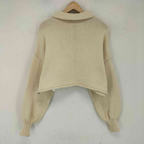 ザラ ZARA クロップド丈ニットポロシャツ レディース import:S