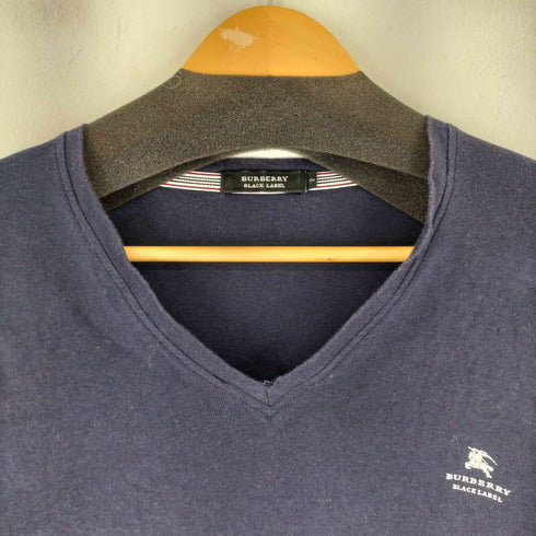 バーバリーブラックレーベル BURBERRY BLACK LABEL ロゴプリント Vネック S/S カットソー メンズ JPN:2