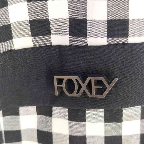 フォクシーニューヨーク FOXEY NEW YORK ギンガムチェック ロゴバッチ 膝丈 ノースリーブ ワンピース レディース