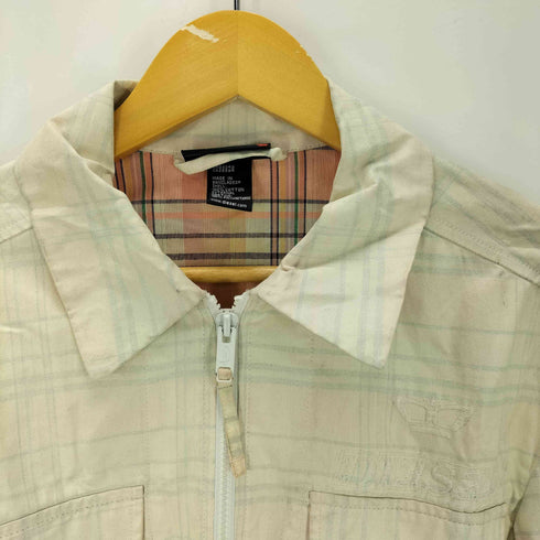 ディーゼル DIESEL 90-00S OLD パンドラ期 裏地チェック Dロゴ クラウン 刺繍 コーティング 加工 ジップアップ チェック ブルゾン ジャケット Y2K メンズ import:S