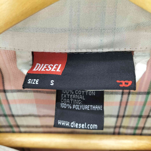 ディーゼル DIESEL 90-00S OLD パンドラ期 裏地チェック Dロゴ クラウン 刺繍 コーティング 加工 ジップアップ チェック ブルゾン ジャケット Y2K メンズ import:S