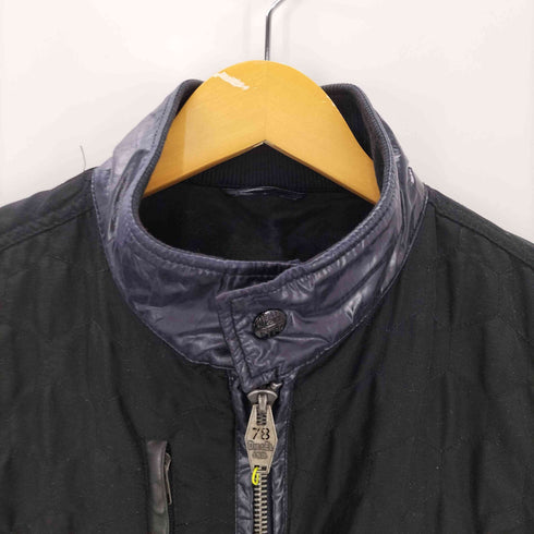 ディーゼル DIESEL 90-00S OLD 78 IND. エンブレム パッチ スイッチング シャイニー アーム 凹凸 ハニカム キルティング ボンバー ジャケット ブルゾン Y2K メンズ import:S