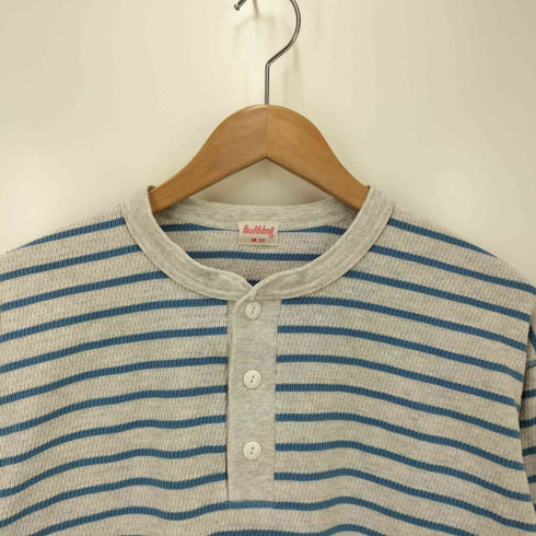 ヘルスニット Healthknit ヘンリーネック ボーダー サーマルtシャツ メンズ JPN:M