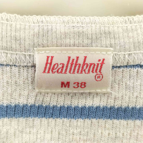 ヘルスニット Healthknit ヘンリーネック ボーダー サーマルtシャツ メンズ JPN:M