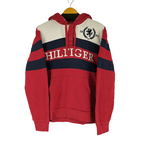 トミーヒルフィガー TOMMY HILFIGER ロゴ刺繍 ハーフボタン プルオーバーパーカー メンズ import:M