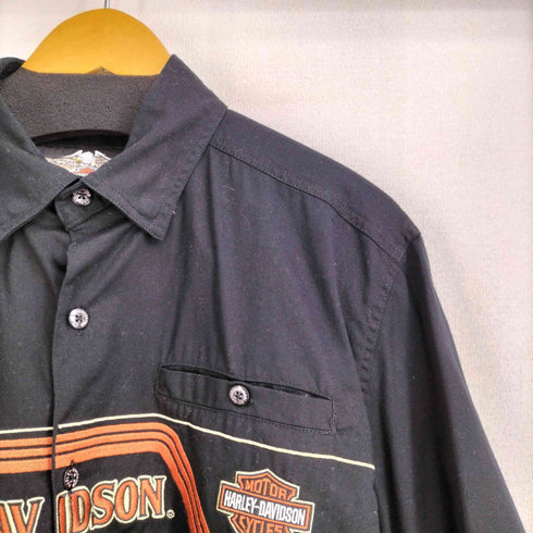 ハーレーダビッドソン HARLEY-DAVIDSON 00S ロゴ刺繍 S/S ワークシャツ メンズ