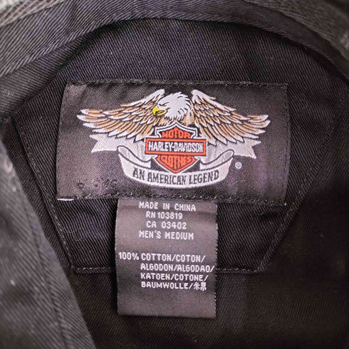 ハーレーダビッドソン HARLEY-DAVIDSON 00S ロゴ刺繍 S/S ワークシャツ メンズ