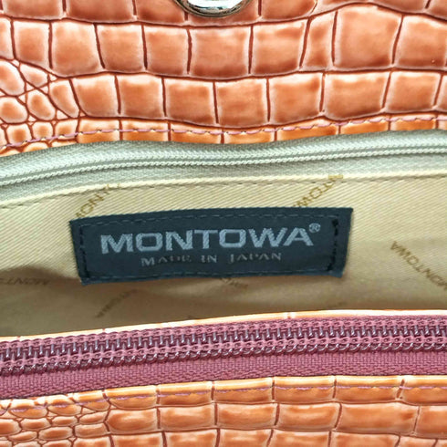 MONTOWA クロコ型押し レザー トートバッグ レディース