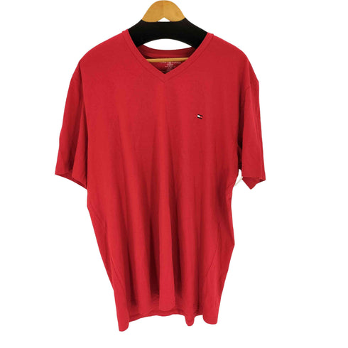 トミーヒルフィガー TOMMY HILFIGER 刺繍コットンvネックTシャツ メンズ import:XL
