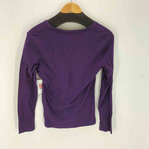 トミーヒルフィガー TOMMY HILFIGER ストーンロゴ vネック L/S Tシャツ レディース import:M