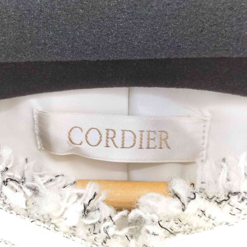 コルディア CORDIER ラメ加工 ツイード調 スカート ノーカラージャケット レディース