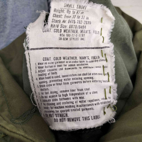 ユーエスアーミー U.S. ARMY 70s 72年会計 U.S.AIR FORCE 3rd M-65 FIELD JACKET フィールドジャケット メンズ SMALL SHORT