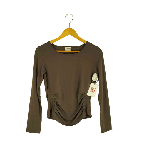 ヒロココシノ HIROKO KOSHINO ストレッチ ギャザー L/S カットソー Y2K レディース JPN:38