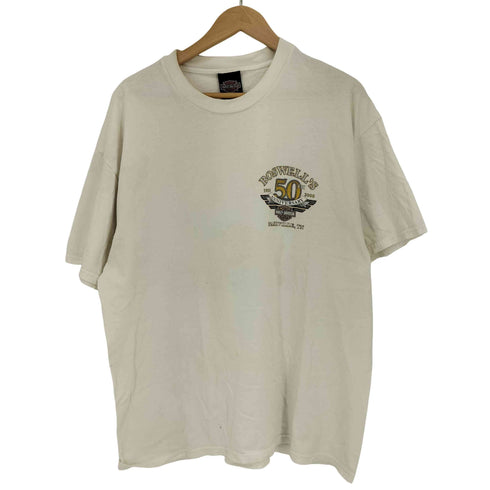ハーレーダビッドソン HARLEY-DAVIDSON 90s USA製 Hanesボディ BOSWELL’S 50th プリント Tシャツ メンズ import:XL