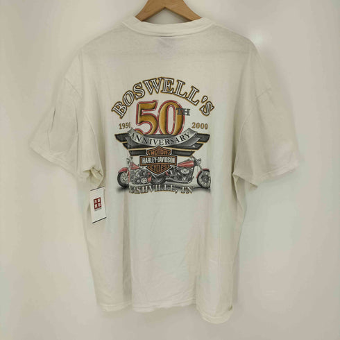 ハーレーダビッドソン HARLEY-DAVIDSON 90s USA製 Hanesボディ BOSWELL’S 50th プリント Tシャツ メンズ import:XL