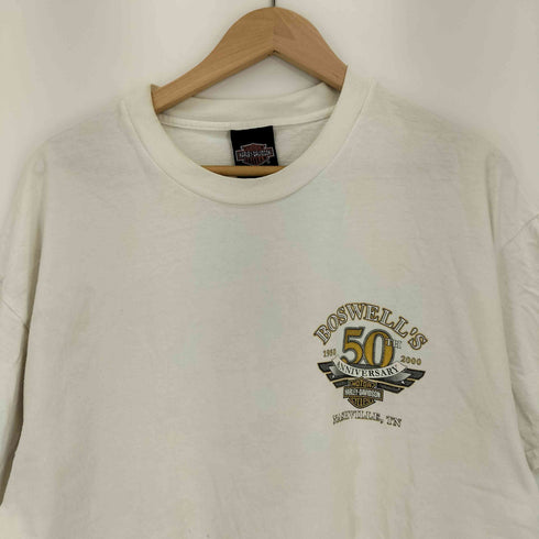 ハーレーダビッドソン HARLEY-DAVIDSON 90s USA製 Hanesボディ BOSWELL’S 50th プリント Tシャツ メンズ import:XL
