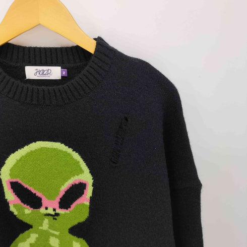 HOODHOOD エイリアンダメージニットアイボリー メンズ 2