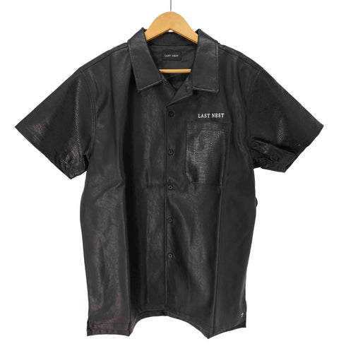 ラストネスト LAST NEST 25SS Leather Switching S/S Shirts フェイクレザー スイッチング 半袖 シャツ メンズ JPN:L