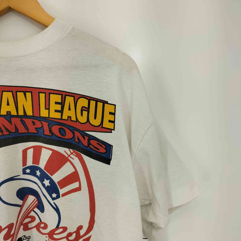 90sUSA製 FRUIT OF THE LOOM ボディ MLB 1996 AMERICAN LEAGUE CHAMPIONS Tシャツ 袖&裾 シングルステッチ メンズ import:XL