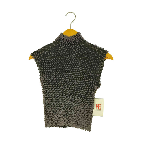POCKE TEE ドット プリーツ S/S スタンドネック トップス レディース FREE