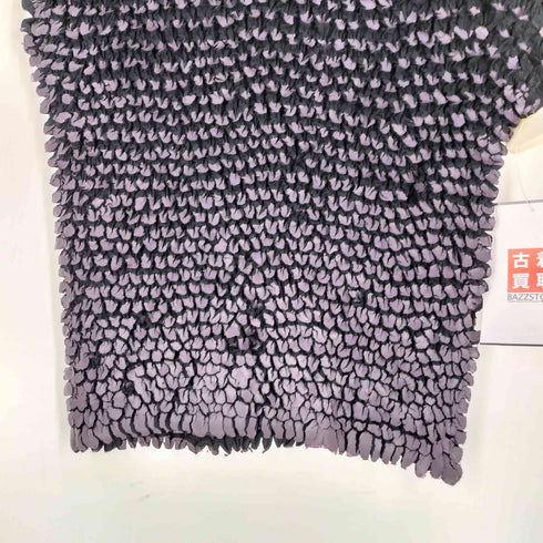 POCKE TEE ドット プリーツ S/S スタンドネック トップス レディース FREE