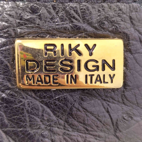 RIKY DESIGN オーストリッチ ミニポーチ付き レザー 巾着 ショルダーバッグ レディース