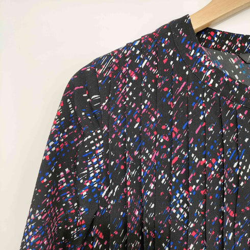 アルマーニエクスチェンジ ARMANI EXCHANGE 総柄 ピンタック ノーカラー ブラウス レディース import:M