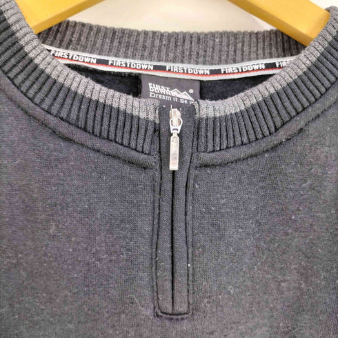 ファーストダウン FIRST DOWN 刺繍ロゴ ハーフジップ スウェット メンズ JPN:L