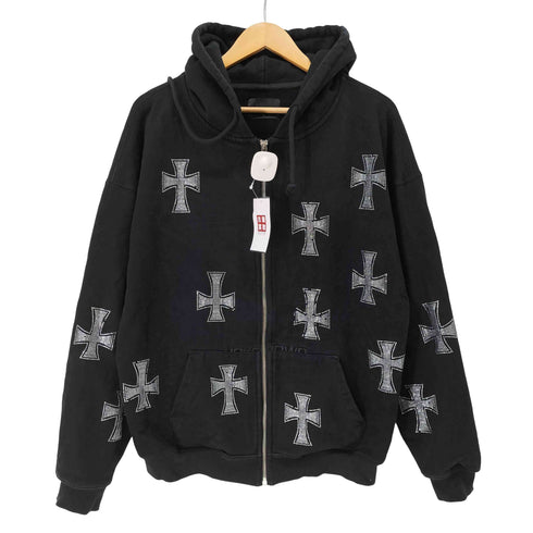 アンノウン UNKNOWN スパンコール クロス ジップアップパーカー メンズ import:XL