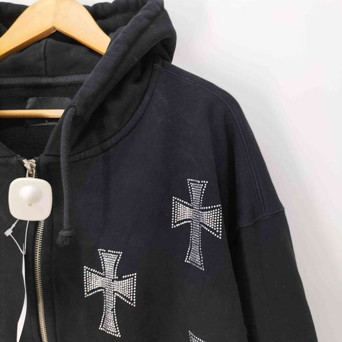 アンノウン UNKNOWN スパンコール クロス ジップアップパーカー メンズ import:XL