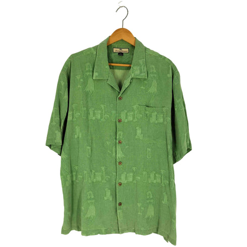 トミーバハマ Tommy Bahama 90s ドリンク フラダンス シャガード シルク 半袖アロハシャツ メンズ import:XL