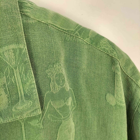トミーバハマ Tommy Bahama 90s ドリンク フラダンス シャガード シルク 半袖アロハシャツ メンズ import:XL