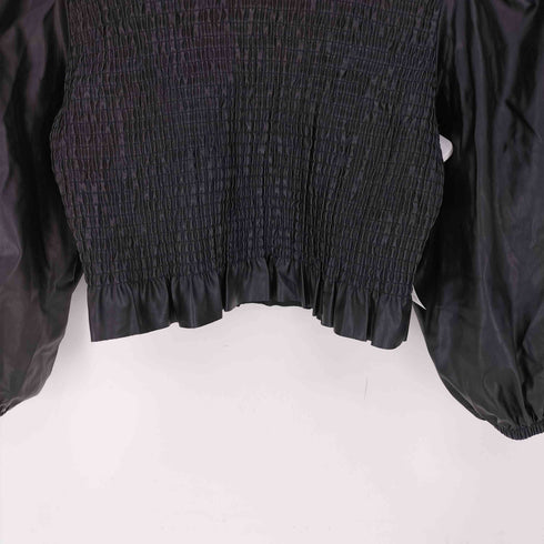 ザラ ZARA シャーリング フェイクレザー ブラウス レディース import:L