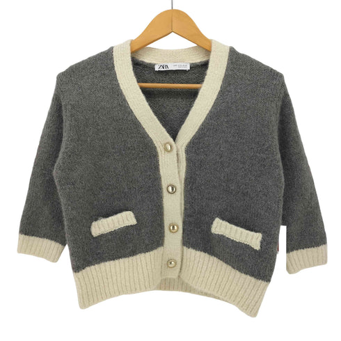 ザラ ZARA コントラストトリムニットカーディガン レディース import:M