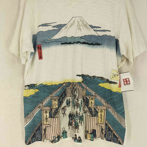 ユニクロ UNIQLO 和柄 富士山 フロントプリントクルーネックTシャツ メンズ XL