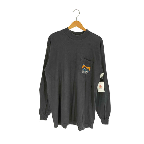 ハーレーダビッドソン HARLEY-DAVIDSON 90s USA製 96年コピーライト HOTEST SOUND フレイムプリント ポケット モックネックロングスリーブTシャツ メンズ import:XL