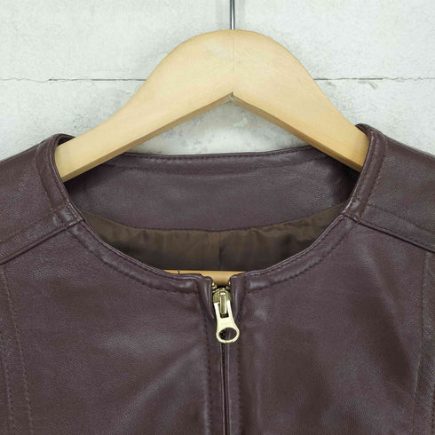 FABIA lamb leather ラムレザーノーカラージャケット レディース S