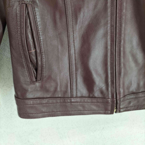 FABIA lamb leather ラムレザーノーカラージャケット レディース S