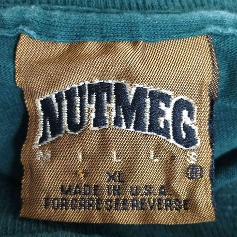 ナツメグ NUTMEG 90s USA製 MLBチーム バット キャッププリント クルーネック半袖Tシャツ メンズ import:XL